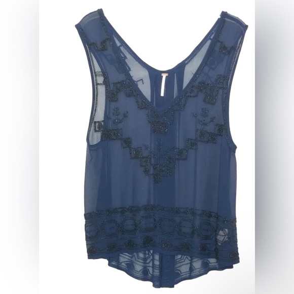 Free People Run With It Embellished Tank top sheer - Picture 3 of 11